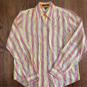 Lauren Ralph Lauren Button Down Blouse Yellow Orange Size Small